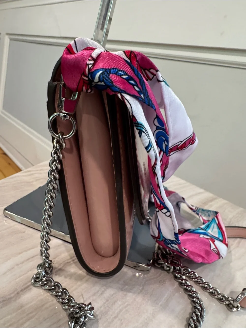 Tory Burch Bag Emerson Pink Patent Leather Chain Shoulder Bag